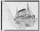 Titanic striking iceberg from Wiki Commons by unknown author