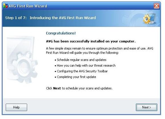 AVG First Run Wizard