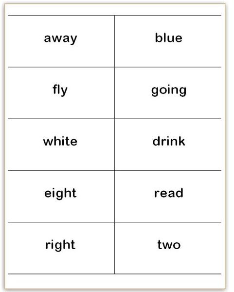 Printable Dolch Sight Word Wall Cards in Microsoft Word
