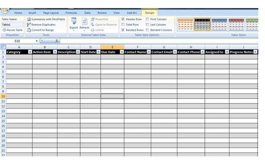 Using An Excel Action Items Template to Track Action Items