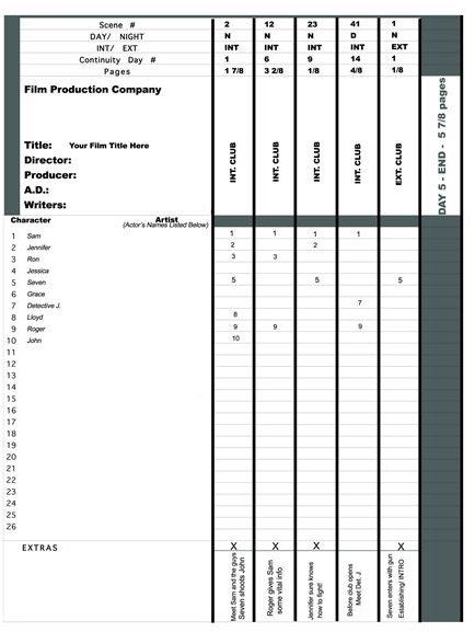 Example of a Strip Board or Production Board: Used to Organize Filming Schedule