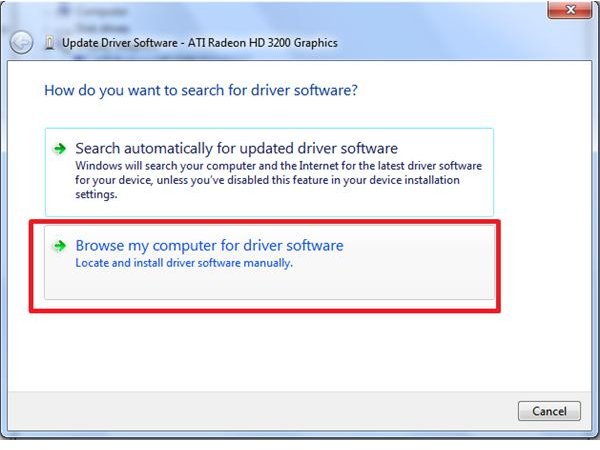 browse my comp uter for driver software