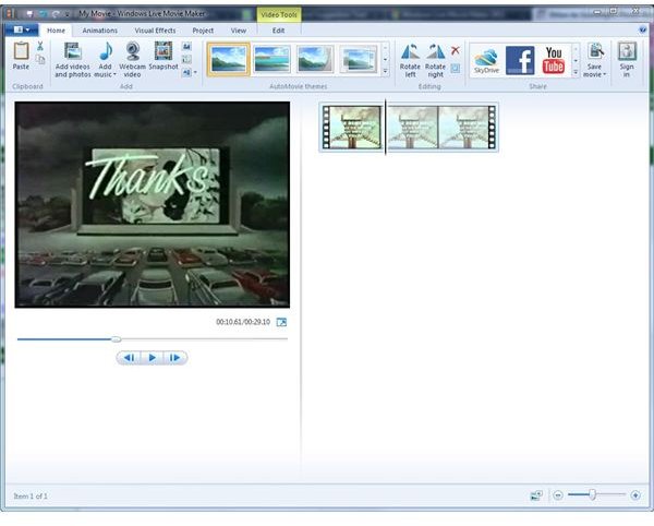 Figure 2 - Windows Movie Maker Video Uploaded