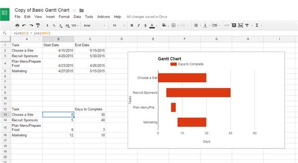 Project Plan Gantt Chart Google Docs