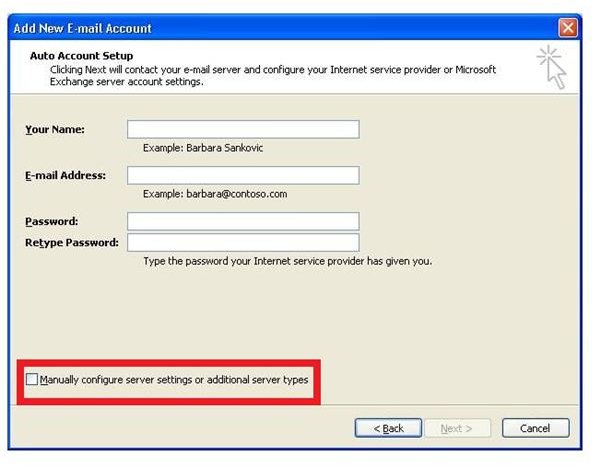 Setup Comcast in Outlook 2007