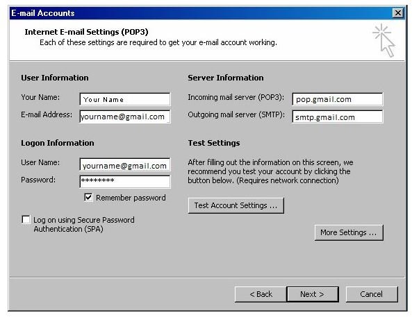 How to Set Up Gmail On Outlook 2003