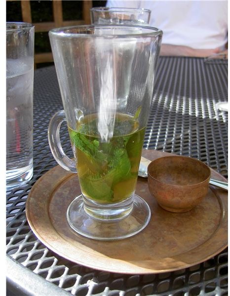 Mint tea served in Morocco.