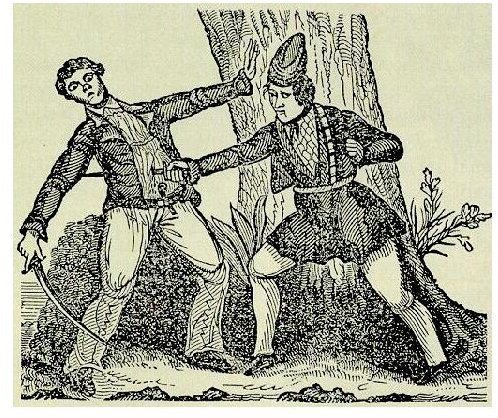 Mary Read running an opponent through- historical engraving