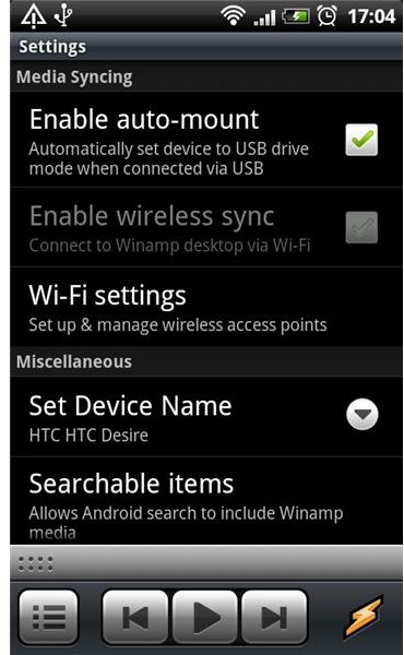 Winamp for Android Settings