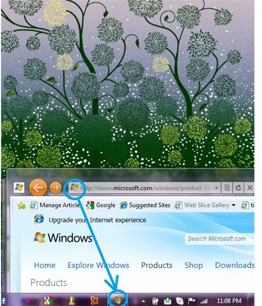 Using the IE9 feature to pin a site to the task bar is best done by bringing the app logo close to the task bar