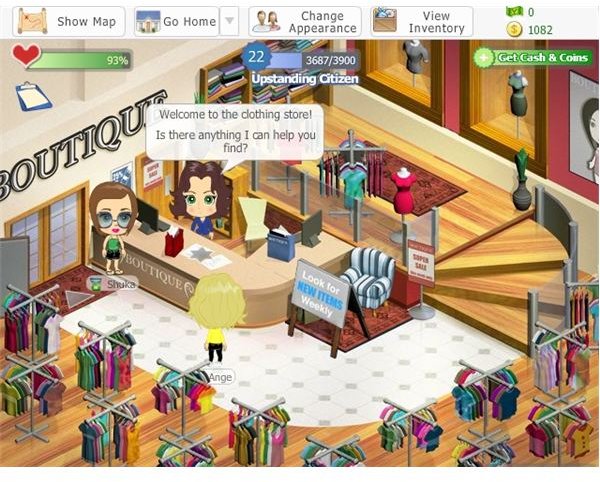 yoville facebook games - shopping screenshot