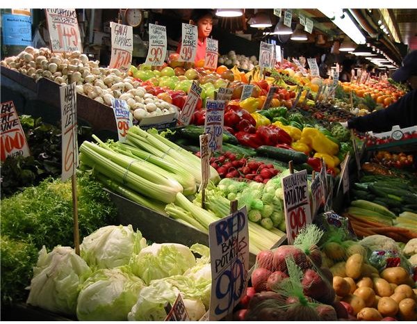 Fruits and Vegetables at Pike Place Market Coutesy of Eric Hunt at Wikimedia