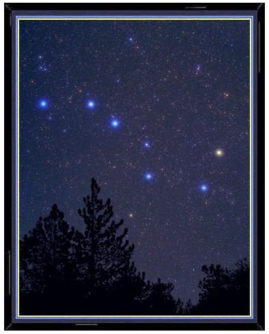 This photo of the asterism the Big Dipper shows, enlarged in their true color, the main 