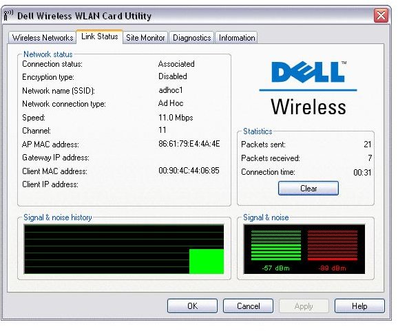 Using the Dell Wireless WLAN Utility