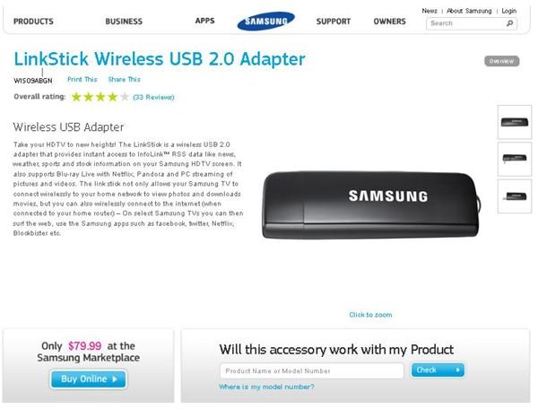 Buying a Samsung - LinkStick Wireless USB 2.0 Adapter
