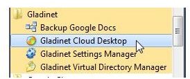 Access Gladinet Cloud Desktop from Start Menu