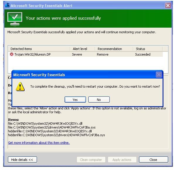 Free antivirus and trojan removers: MSE