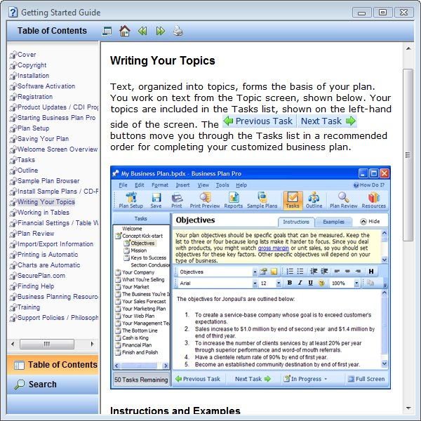 Getting Started Guide in Business Plan Pro