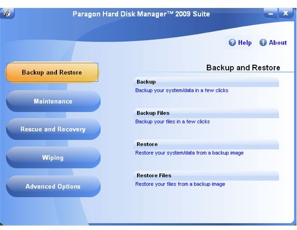 Paragon Hard Disk Manager Suite 2009 Main Window