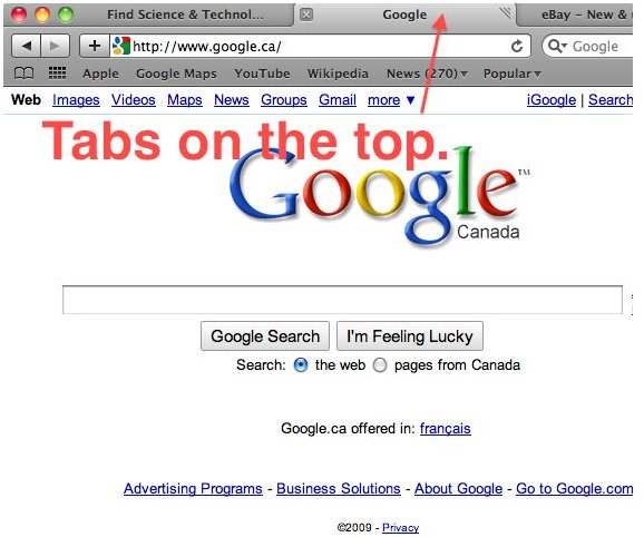 Tabs on top.