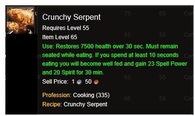 World of Warcraft Master Recipes - 325-350 Cooking Levels