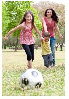 Playing kickball is a great summer activity.