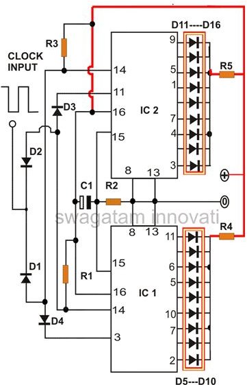 How to Produce 18 Sequential Outputs by Cascading 4017 IC - Light Chaser Circuit