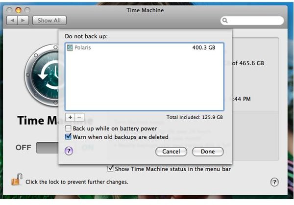 Changing Battery and Backup Deletion options