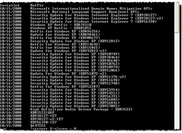 Figure 3: Hot fix listing