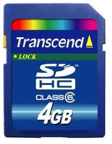 Transcend 4GB SDHC Class 6 Flash Memory Card 