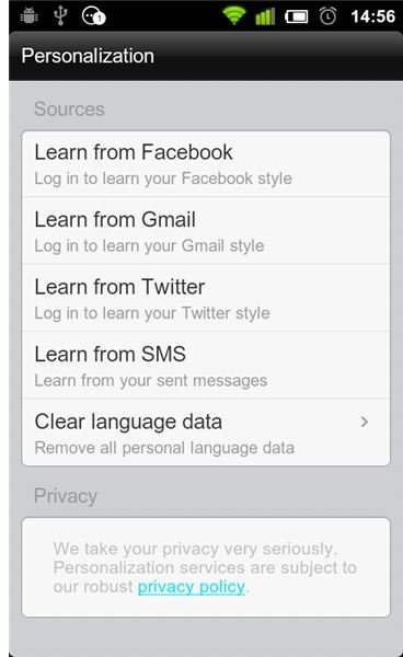 Swiftkey X Learn from Facebook, Twitter and Gmail