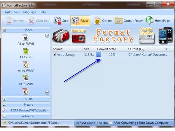 Format Factory Conversion Progress