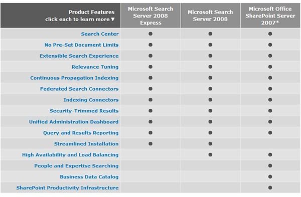 Microsoft Search Server Functionality