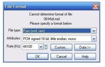 GoldWave Figure 14 - Importing Midi File