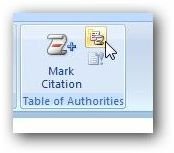 Insert Table of Authorities Button