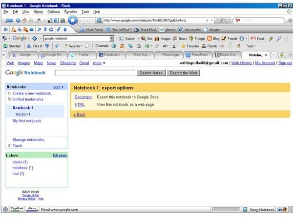 How to Export Google Notebook Entries to Google Docs and Other Programs