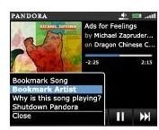Pandora for BlackBerry song view