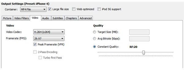 Handbrake Presets for iPhone 4