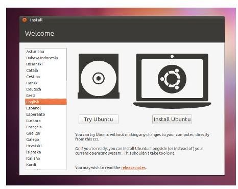 select install ubuntu