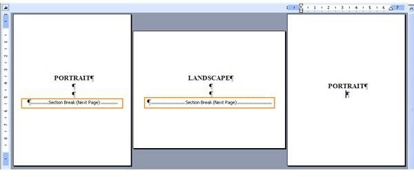 mac word landscape for just a section