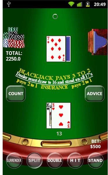 Real Blackjack In Game Screen