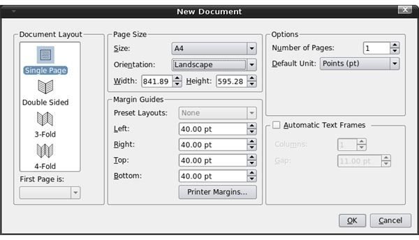 Scribus Calendar Wizard Settings