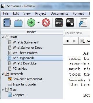 Scrivener organization