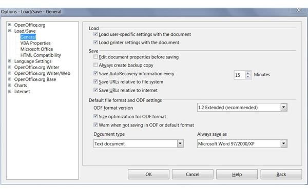 how to save documents in openoffice as word