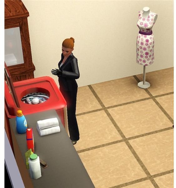 The Sims 3 Butler doing Laundry