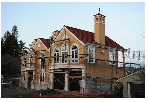 New House Construction With Romantic Flourishes and Details, Curved Windows, Dormers, Eagle Wind Vane, North Matthews Beach, Sand Point Way Uplands, Seattle, Washington, USA &ndash; Wonderlane