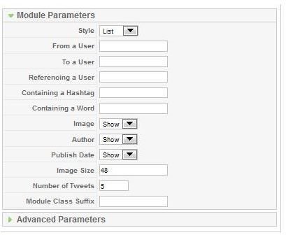 YOOtweet parameters