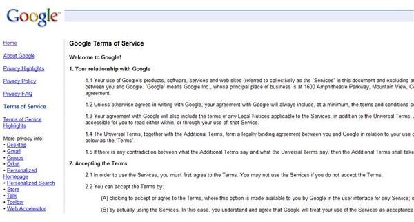 Google TOS