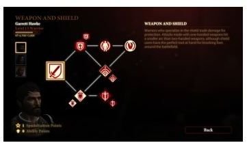 Weapon and Shield Skill Tree