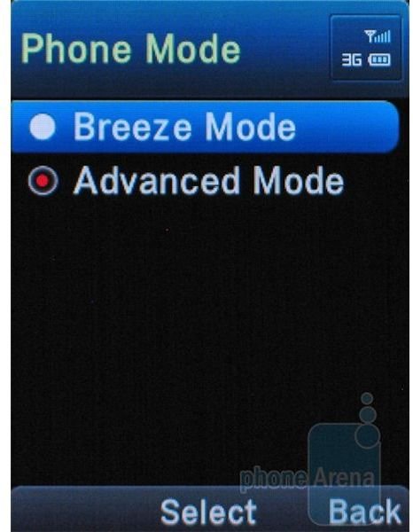 Pantech breeze Advanced Mode